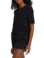 Metallic Eyelash Tweed Minidress