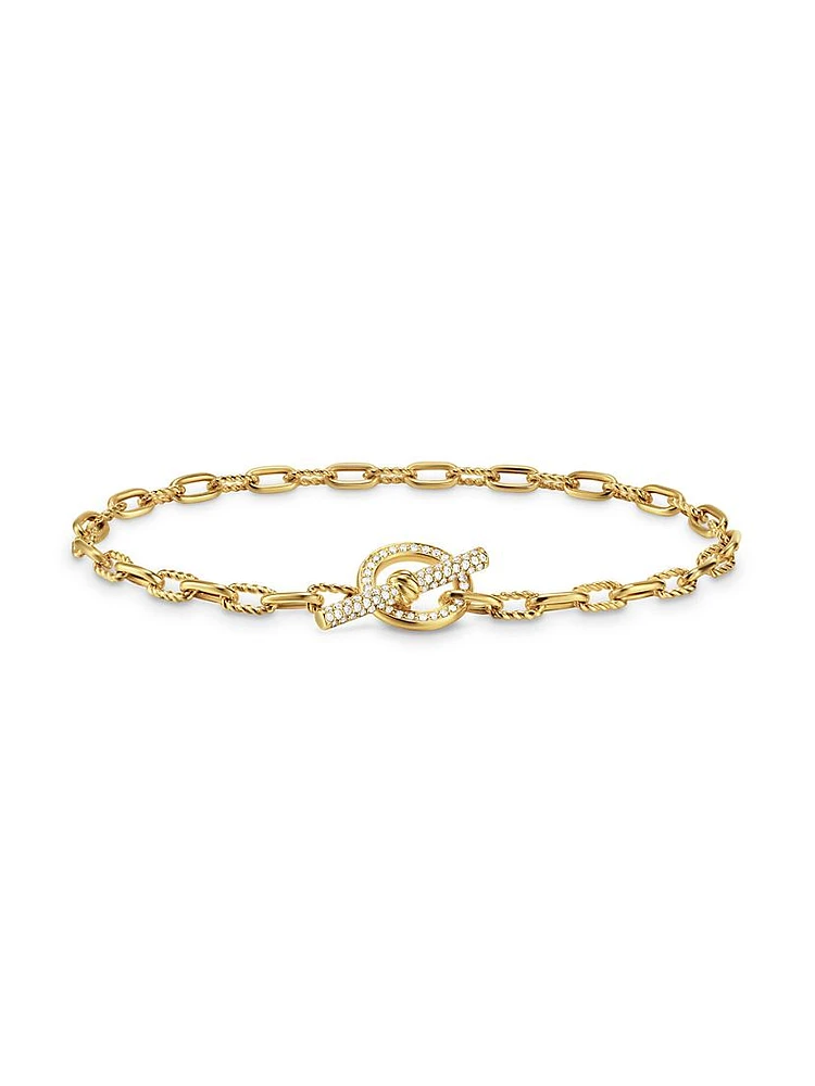 DY Madison Pavé Toggle Chain Bracelet 18K Yellow Gold