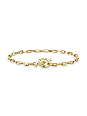 DY Madison Pavé Toggle Chain Bracelet 18K Yellow Gold