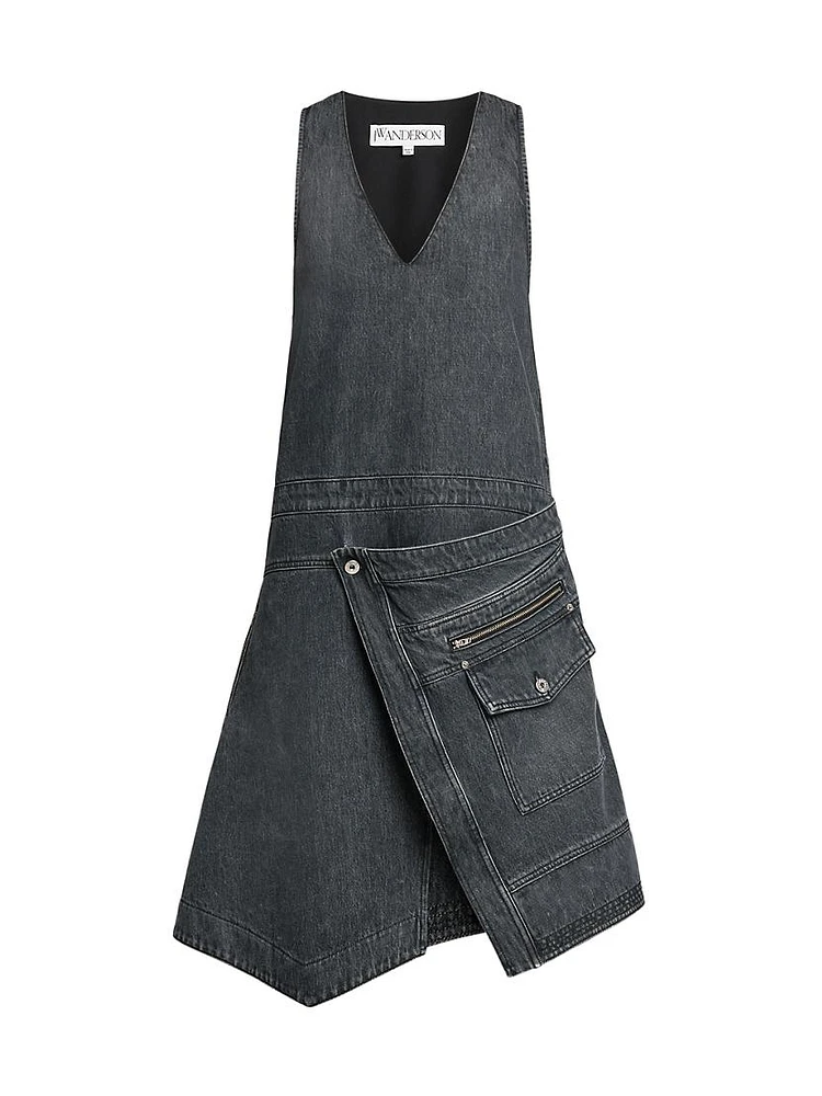 Denim Sleeveless Wrap Dress