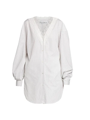 Lace-Trim Button-Front Shirt