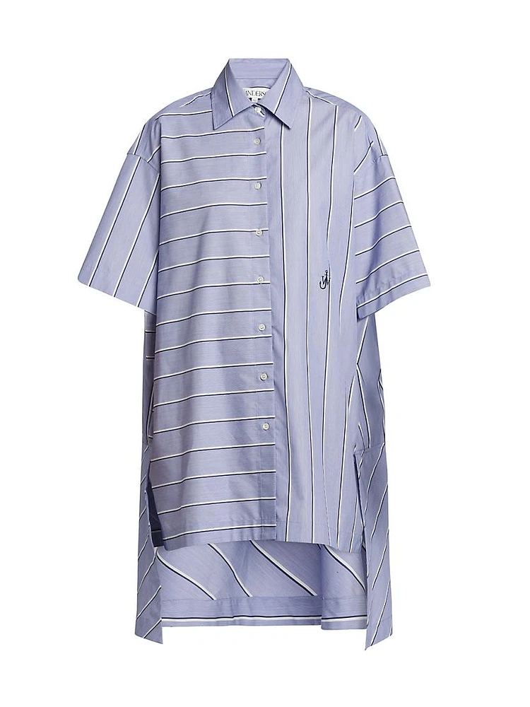 Striped Cotton Mini-Shirtdress