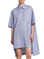 Striped Cotton Mini-Shirtdress