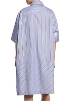 Striped Cotton Mini-Shirtdress
