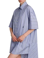 Striped Cotton Mini-Shirtdress