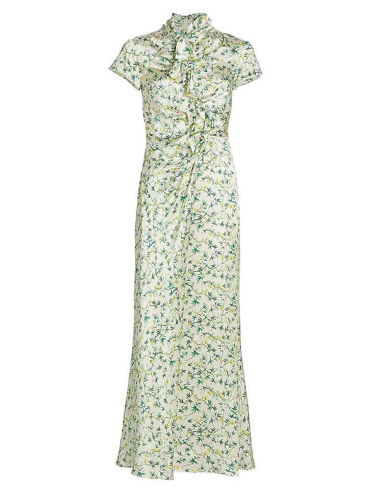 Kelly Floral Silk Satin Maxi Dress