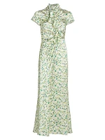 Kelly Floral Silk Satin Maxi Dress