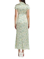 Kelly Floral Silk Satin Maxi Dress