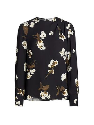 Floral Drape-Shoulder Top