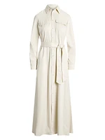 Cotton Twill Tie-Waist Shirtdress