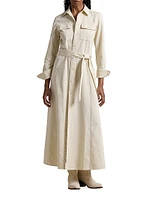 Cotton Twill Tie-Waist Shirtdress