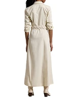 Cotton Twill Tie-Waist Shirtdress