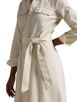 Cotton Twill Tie-Waist Shirtdress