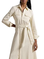 Cotton Twill Tie-Waist Shirtdress