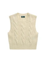 Wool-Cashmere Cable-Knit Crop Sweater