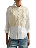 Wool-Cashmere Cable-Knit Crop Sweater