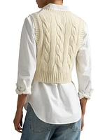 Wool-Cashmere Cable-Knit Crop Sweater