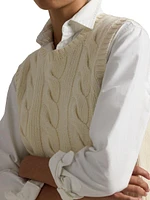 Wool-Cashmere Cable-Knit Crop Sweater