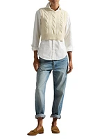 Wool-Cashmere Cable-Knit Crop Sweater
