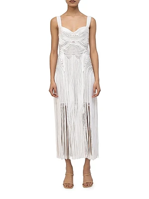 Darby Fringe Hem Cord Midi-Dress