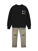 Little Boy's & Quad Scribble Crewneck Sweatshirt
