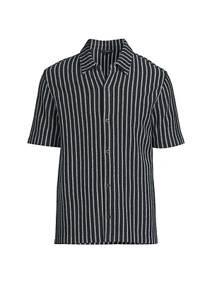 Striped Bouclé Short-Sleeve Shirt