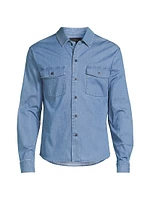 Stretch-Cotton Button-Front Shirt