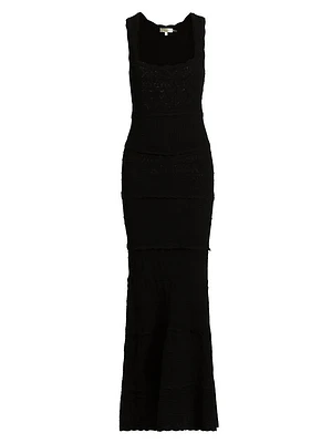 Stretch Pointelle Ellaria Knit Maxi-Dress