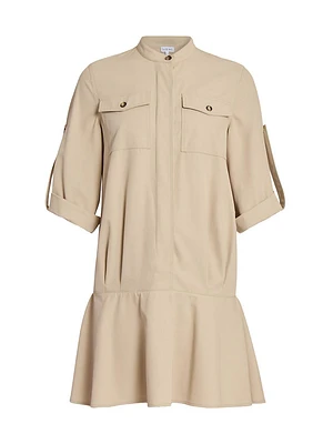 Cotton Leather-Trim Minidress