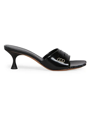 50MM Scalloped Patent Leather Kitten Heel Sandals