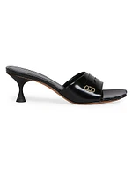 50MM Scalloped Patent Leather Kitten Heel Sandals