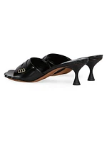 50MM Scalloped Patent Leather Kitten Heel Sandals