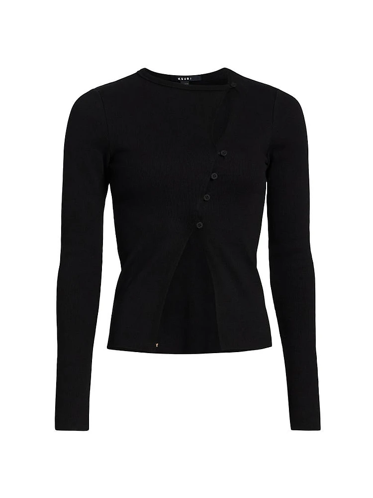 Democrazy Rework Long-Sleeve Asymmetric Top