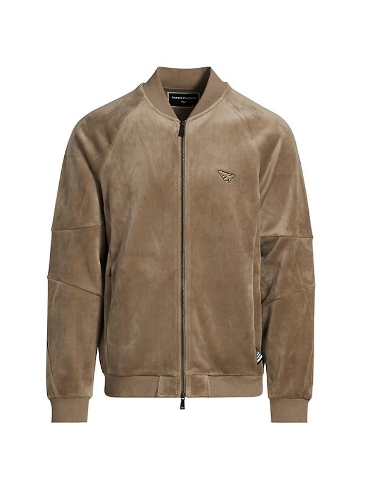 Velour Zip-Front Track Jacket