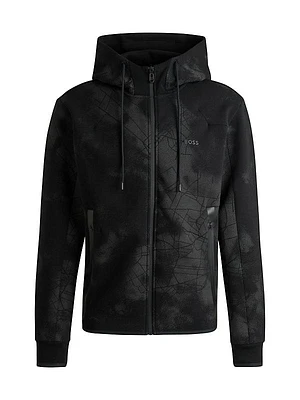 Zip-Up Hoodie with Decorative Reflective Artwork
