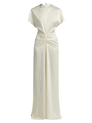 Gathered-Waist Floor Length Dress
