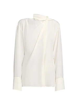 Silk Twist-Detail Long-Sleeve Top