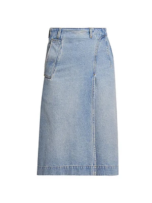 Denim Wrap Midi-Skirt