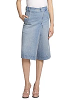 Denim Wrap Midi-Skirt