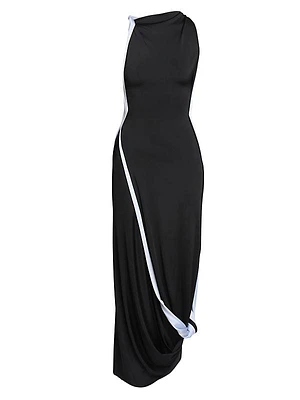 Gathered Jersey Maxi-Dress