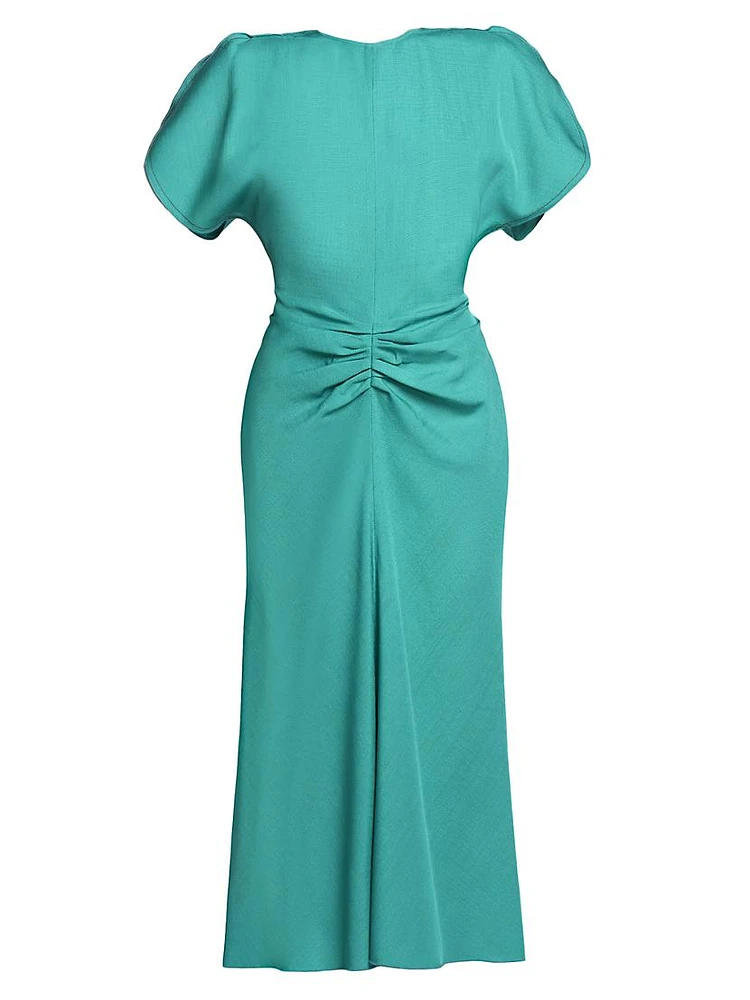 Gathered Jersey Midi-Dress