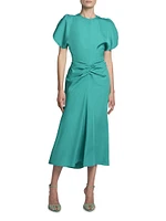 Gathered Jersey Midi-Dress