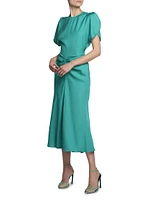 Gathered Jersey Midi-Dress