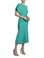 Gathered Jersey Midi-Dress