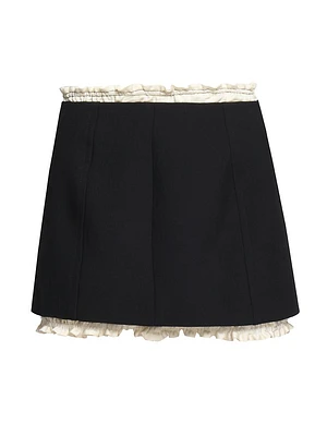 Ruched Wool-Blend Miniskirt