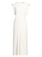 Crêpe Cap-Sleeve Midi-Dress
