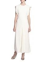 Crêpe Cap-Sleeve Midi-Dress