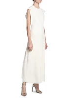 Crêpe Cap-Sleeve Midi-Dress