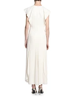 Crêpe Cap-Sleeve Midi-Dress