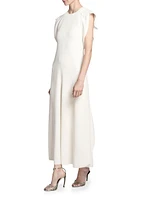 Crêpe Cap-Sleeve Midi-Dress